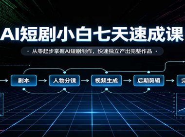 AI短剧小白七天速成课:从零起步掌握AI短剧制作,快速独立产出完整作品