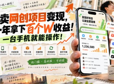 网创小程序虚拟资料变现,一年拿下百万收益,一部手机就可以做,0成本变现副业!