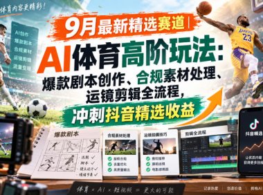 某大佬的9月最新精选赛道之AI体育顶级玩法,爆款剧本创作、版权规避、运镜剪辑全流程,稳拿抖音精选收益