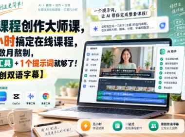 AI课程创作大师课,几小时搞定在线课程,告别数月熬制,免费工具+1个提示词就够了!【原创双语字幕】