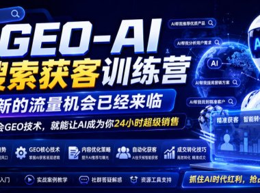 GEO-AI搜索获客训练营,新的流量机会已经来临,学会GEO技术,就能让AI成为你24小时超级销售(更新0919)