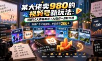 某大佬卖980的视频号新玩法:拆解10大内容赛道+AI创作+涨粉开通,跑通广告分成变现,单日变现200+