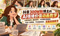 抖音300W粉博主的AI情绪价值动画教学,从账号起号、脚本创作、AI生图生视频到作品入驻精选、平台独家签约,完整实操