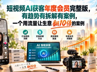 短视频AI获客年度会员完整版,有趋势有拆解有案例,一个用流量让生意翻10倍的案例