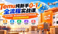 Temu纯新手0-1全流程实战课:从开店准备、模式选择到发品核价与新品起量,系统掌握跨境运营
