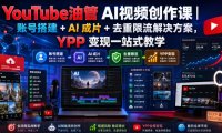 YouTube油管AI视频创作课|账号搭建+AI成片+去重限流解决方案,YPP变现一站式教学(更新0925)