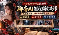 抖音12W粉博主狐面娘-聊斋AI短视频实战课:从故事文案、国风画面到剪辑成片,精选独家+起号收徒+接商单变现