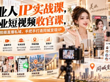 【无水印】美业人IP实战课,美业短视频收官课,从内容拍摄直播私域,手把手打造同城变现IP