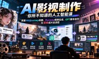 【无水印】AI影视制作-你所不知道的人工智能课,掌握Midjourney绘图、Runway视频生成、GPT脚本创作与剪映成片全流程