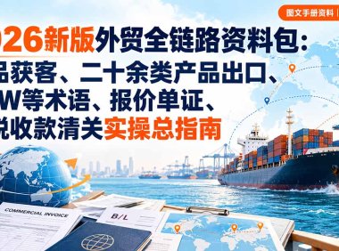 2026新版外贸全链路资料包：选品获客、二十余类产品出口、EXW等术语、报价单证、退税收款清关实操总指南