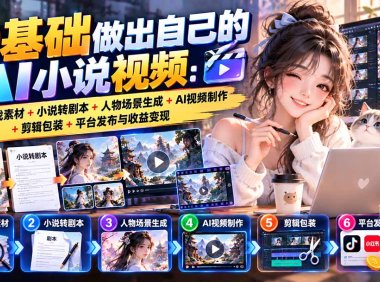 0基础做出自己的AI小说视频：合规找素材+小说转剧本+人物场景生成+AI视频制作+剪辑包装+平台发布与收益变现