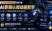 抖音16W粉丝博主规则门禁的AI职场认知动画教学,从赛道定位、账号包装,到文案创作、配音定制、AI成片,解锁抖音精选收益