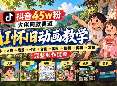 抖音45W粉大佬同款赛道AI怀旧动画教学:拆解脚本→人物→场景→分镜→出图→视频→剪辑→发布完整制作链路
