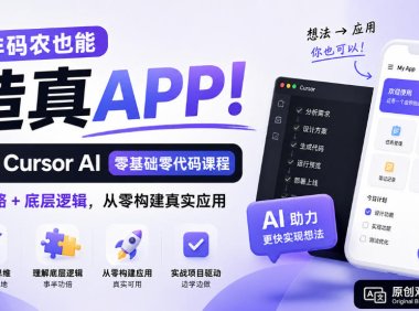 非码农也能造真APP!Cursor AI零基础零代码课程:学策略+底层逻辑,从零构建真实应用【原创双语字幕】