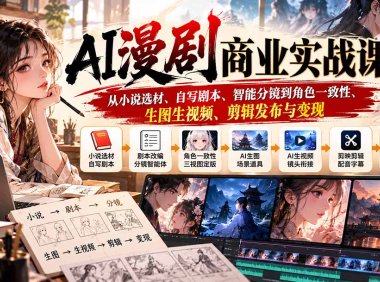 AI漫剧商业实战课:从小说选材、自写剧本、智能分镜到角色一致性、生图生视频、剪辑发布与变现