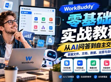 WorkBuddy零基础实战教程：从AI问答到自主交付，掌握文件、文档、数据、运营与自动化办公