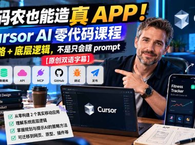 非码农也能造真 APP!Cursor AI 零代码课程:学策略 + 底层逻辑,不是只会瞎 prompt【原创双语字幕】
