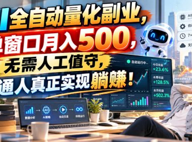 AI全自动量化副业，单窗口月入500，无需人工值守，普通人真正实现躺賺！