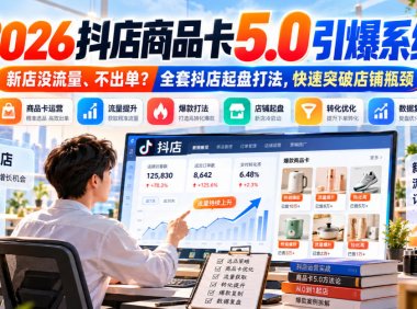 2026抖店商品卡5.0引爆店铺流量，新店没流量、不出单？全套抖店起盘打法，快速突破店铺瓶颈