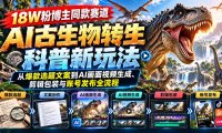 18W粉博主同款赛道-AI古生物转生科普新玩法:从爆款选题文案到AI画面视频生成、剪辑包装与账号发布全流程