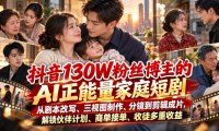 抖音130W粉丝博主的AI正能量家庭短剧,从剧本改写、三视图制作、分镜到剪辑成片,解锁伙伴计划、商单接单、收徒多重收益(更新1007)