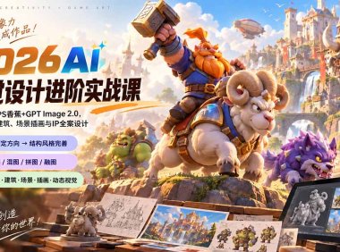 2026AI视觉设计进阶实战课-更新1007:学习MJ+PS香蕉+GPT Image 2.0,完成角色建筑、场景插画与IP全案设计