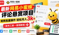 最新网易小蜜蜂评论悬赏项目，矩阵批量操作轻松月入3k+【发布工具＋使用教程】