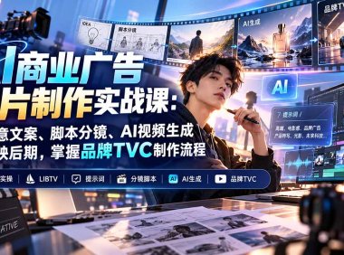 AI商业广告短片制作实战课:从创意文案、脚本分镜、AI视频生成到剪映后期,掌握品牌TVC制作流程