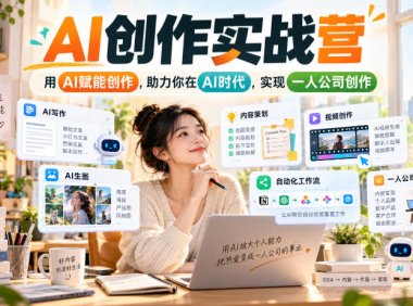 AI创作实战营，用AI赋能创作，助力你在AI时代，实现一人公司创作