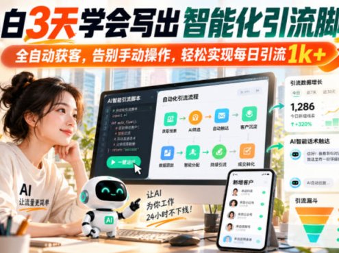 小白3天学会写出智能化引流脚本,全自动获客,告别手动操作,轻松实现每日引流1k+
