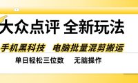 大众点评全网最新玩法,黑科技代替人工,全程无脑搬运,单日三位数以上【揭秘】