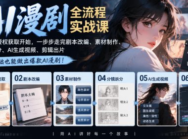 AI漫剧全流程实战课|从小说授权获取开始,一步步走完剧本改编、素材制作、分镜拆分、AI生成视频、剪辑出片全流程