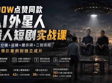 400W点赞同款AI外星人感人短剧实战课-更新1009:拆解分镜+运镜+提示词+二创流程,从爆款案例到独立成片