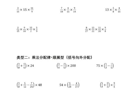六年级上册数学分数乘法简便计算10大必考题型