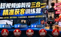 短视频编剪投三合一精准获客训练营:掌握人设打造、强背书预约、引流视频制作、投放建模与成交转化技巧