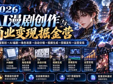 【无水印】2026AI漫剧创作与商业变现掘金营:打通选题→AI编剧→角色场景→自动分镜→视频生成→剪辑发布→运营变现