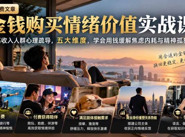 付费文章:金钱购买情绪价值实战课|高收入人群心理疏导,五大维度,学会用钱缓解焦虑内耗与精神孤独