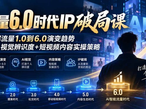 流量6.0时代IP破局课-更新：拆解流量1.0到6.0演变趋势+AI视觉辨识度+短视频内容实操策略