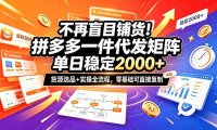不再盲目铺货!拼多多一件代发矩阵落地攻略,提供优质货源店铺运营全流程,零基础可直接复制