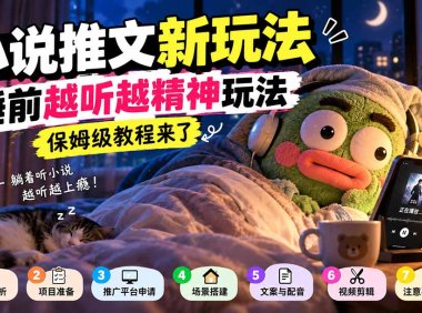 小说推文新玩法,睡前越听越精神玩法,保姆级教程来了