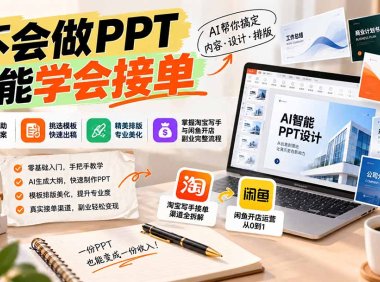 不会做PPT也能学会接单:AI辅助写文案、挑模板、做排版,掌握淘宝写手与闲鱼开店副业完整流程