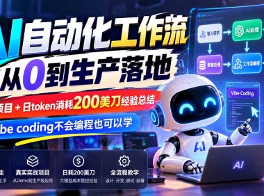 【无水印】AI自动化工作流从0到生产落地,实战项目+日token消耗200美刀经验总结,Vibe coding不会编程也可以学