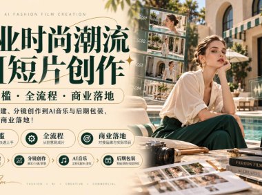 商业时尚潮流AI短片创作|零门槛・全流程・商业落地,从资产构建、分镜创作到AI音乐与后期包装,直接教你商业落地!