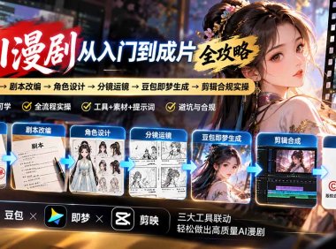 AI漫剧从入门到成片全攻略-更新1017:小说授权→剧本改编→角色设计→分镜运镜→豆包即梦生成→剪辑合规实操