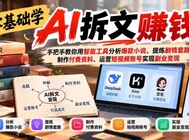 零基础学AI拆文赚钱:手把手教你用智能工具分析爆款小说、提炼剧情套路、制作付费资料、运营短视频账号实现副业变现