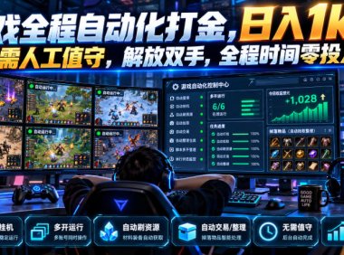 游戏全程自动化打金,日入1k,无需人工值守,解放双手,全程时间零投入【揭秘】