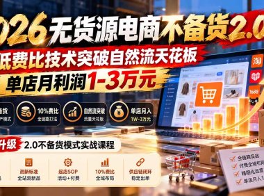 2026无货源电商不备货2.0【更新1019】:超低费比技术突破自然流天花板,单店月利润1-3万元