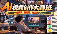Ai视频创作大师班,市场唯一成体系、能变现、有实战的AI视频教学(更新2026)