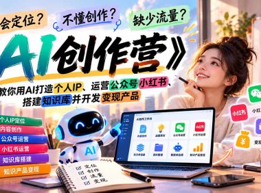 不会定位、不懂创作、缺少流量?《AI创作营》教你用AI打造个人IP、运营公众号小红书、搭建知识库并开发变现产品