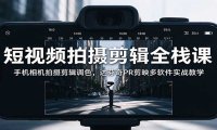 短视频拍摄剪辑全栈课：手机相机拍摄剪辑调色，达芬奇PR剪映多软件实战教学